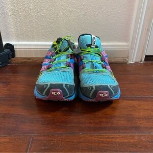 Salomon Blue and Pink Sneakers Rugged Trail Design